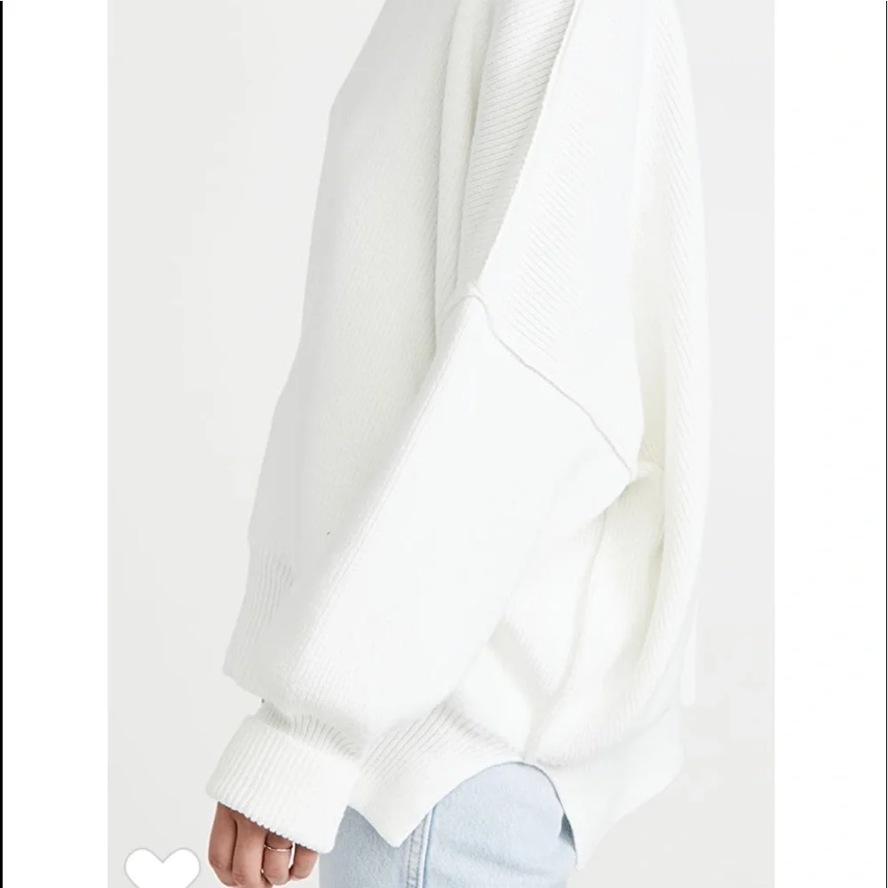 Free People Cozy Oversized Crewneck Sweater in White